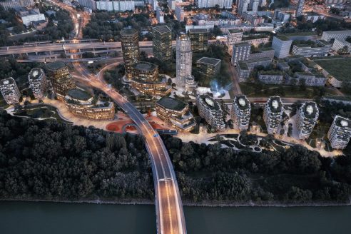 Competition-winning designs by Studio Egret West and Snøhetta for a major mixed-use development of the Southbank in the Slovakian capital of Bratislava