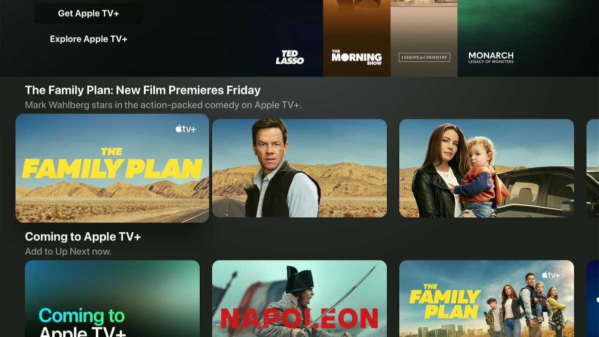 An entire screen's worth of Apple TV+ promotion in the TV app