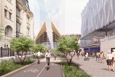 Latest designs: View of proposed HS2 Station entrance from the south released November 2022