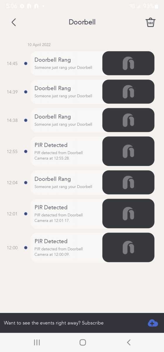 Nooie Cam Doorbell log