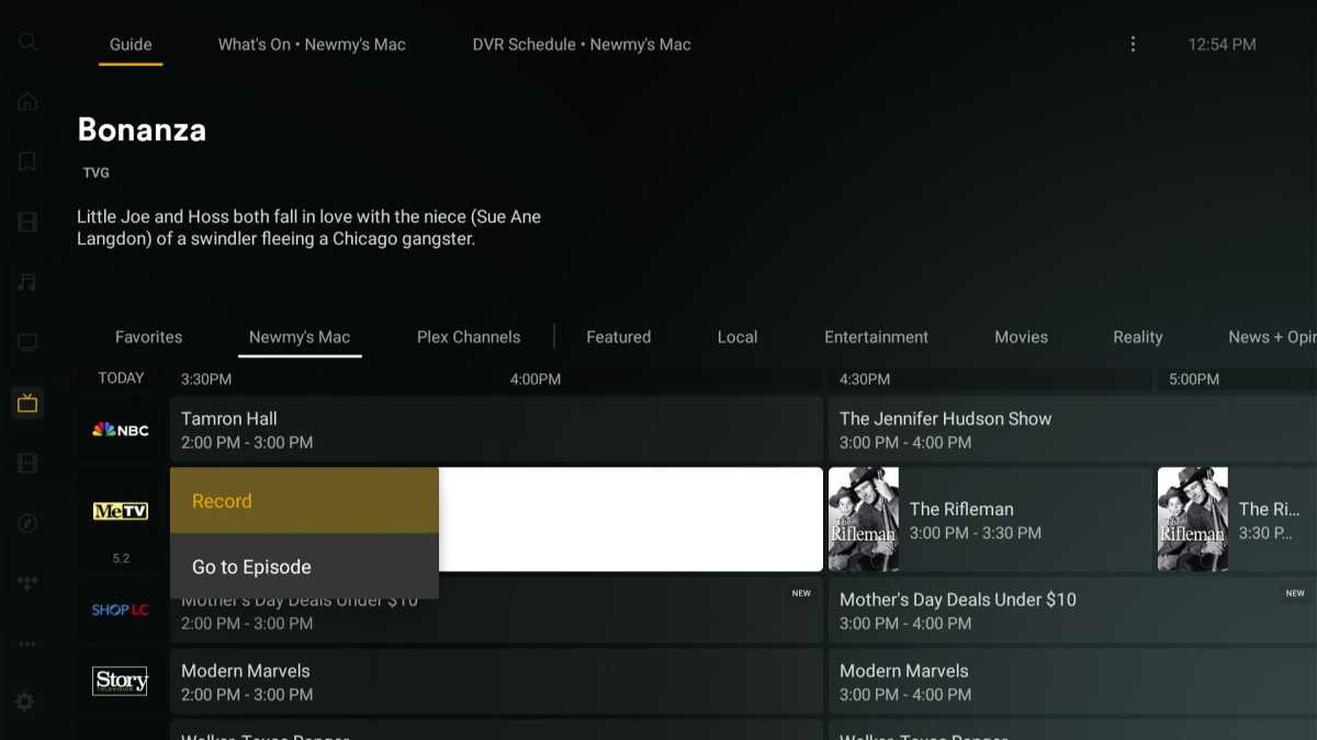 Plex live TV DVR