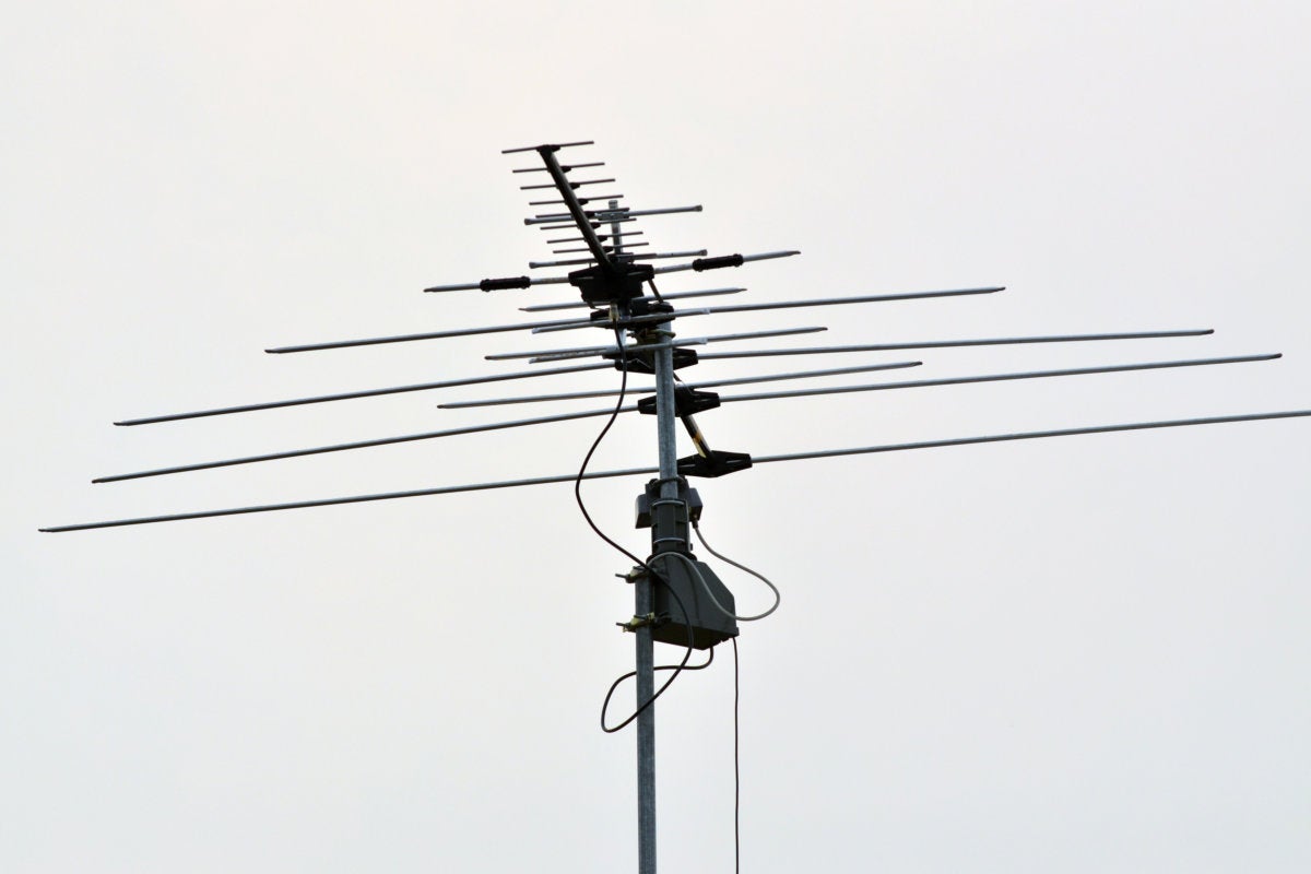 TV antenna with a rotator installed