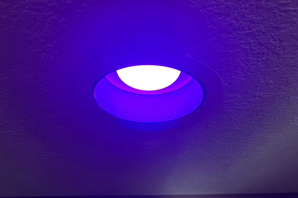 Wyze Color Smart Bulb BR30 installed in a ceiling can