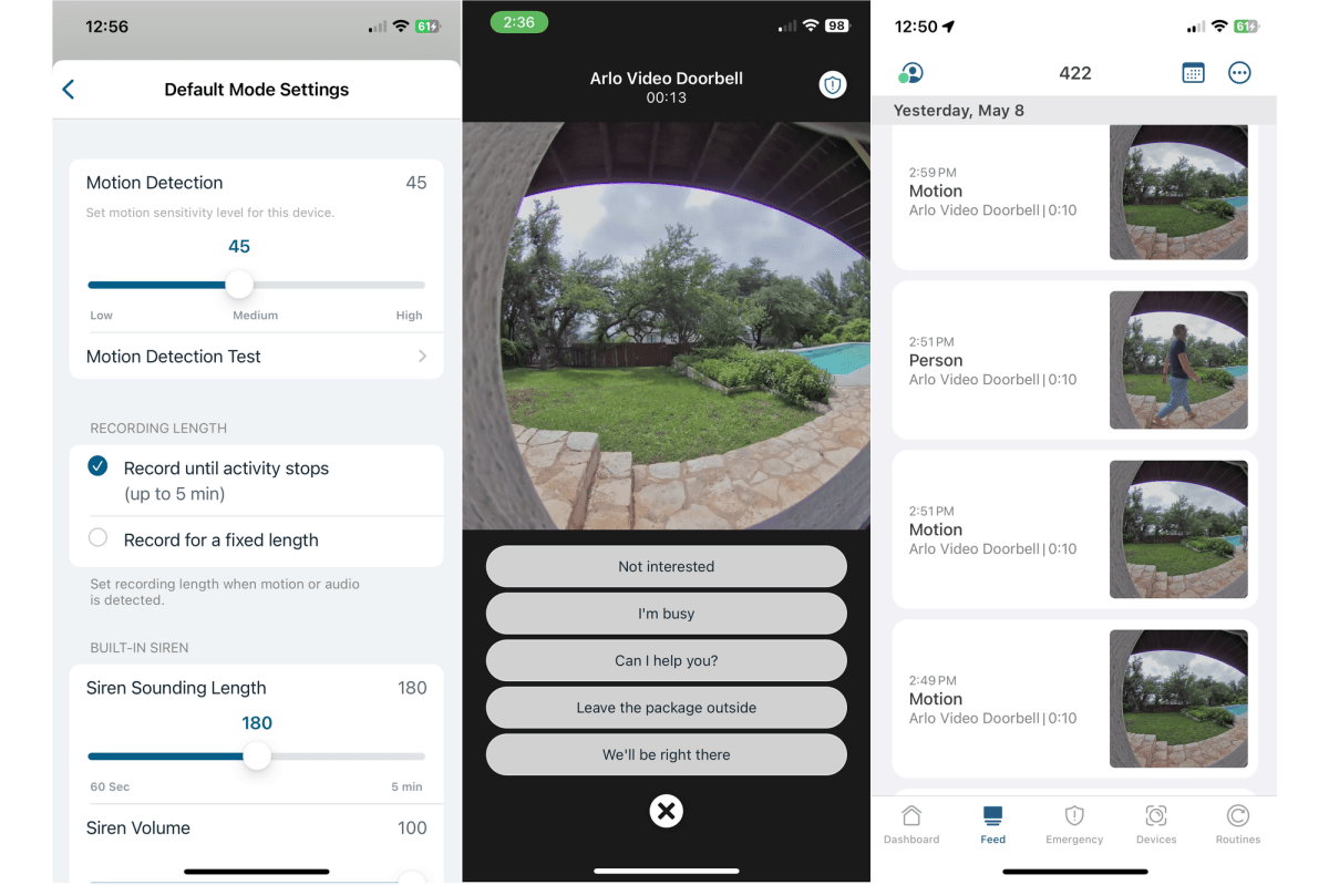 Arlo Video Doorbell 2K app screenshots