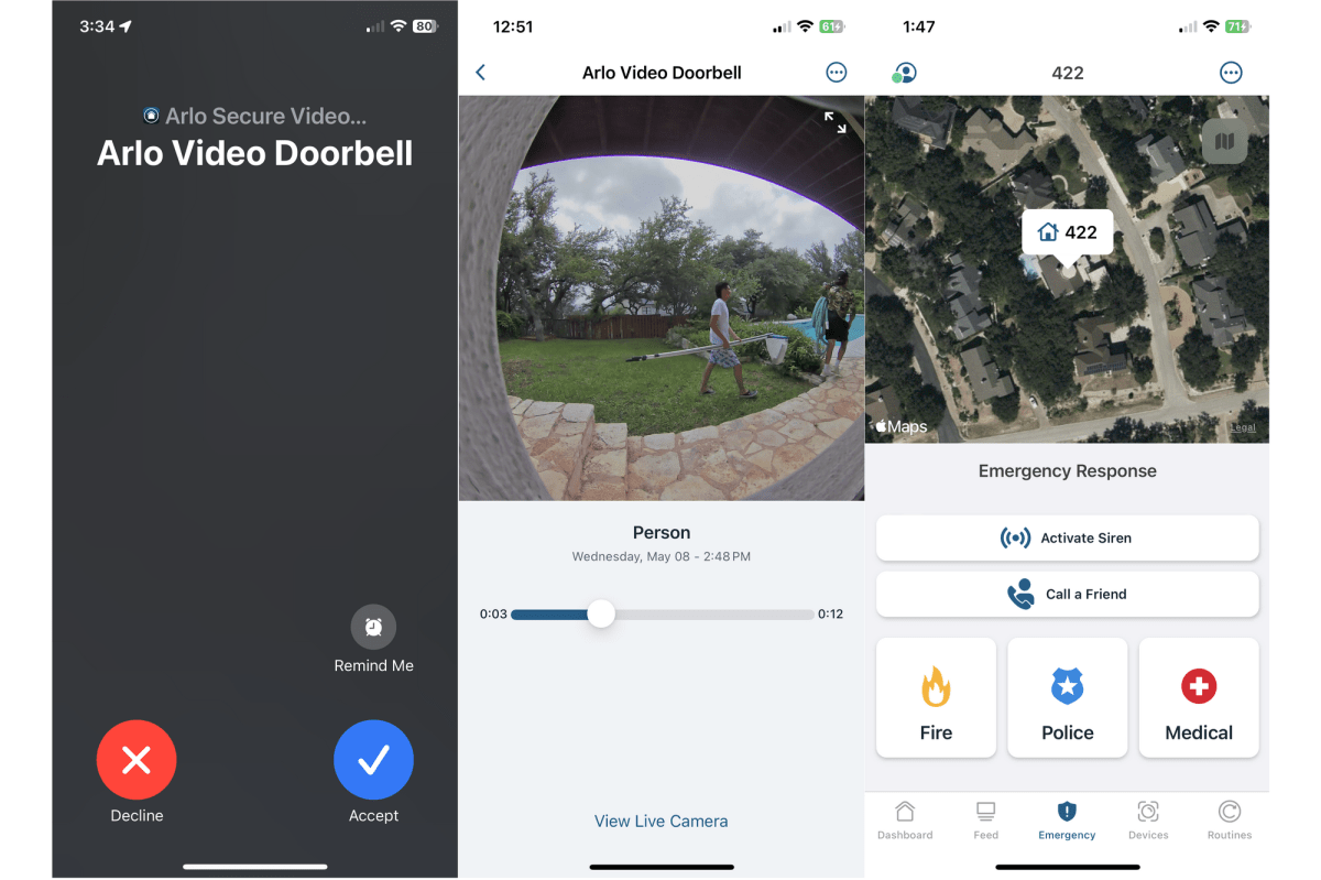 Arlo Video Doorbell 2K app screenshots