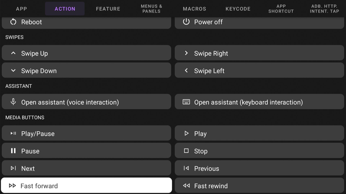 Fast forward button mapping in TVQuickActions